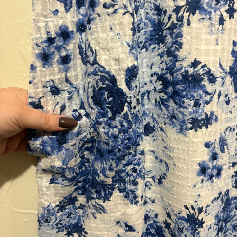 J Jill blue floral print sleeveless 100% cotton midi dress (medium) - Picture 5 of 6